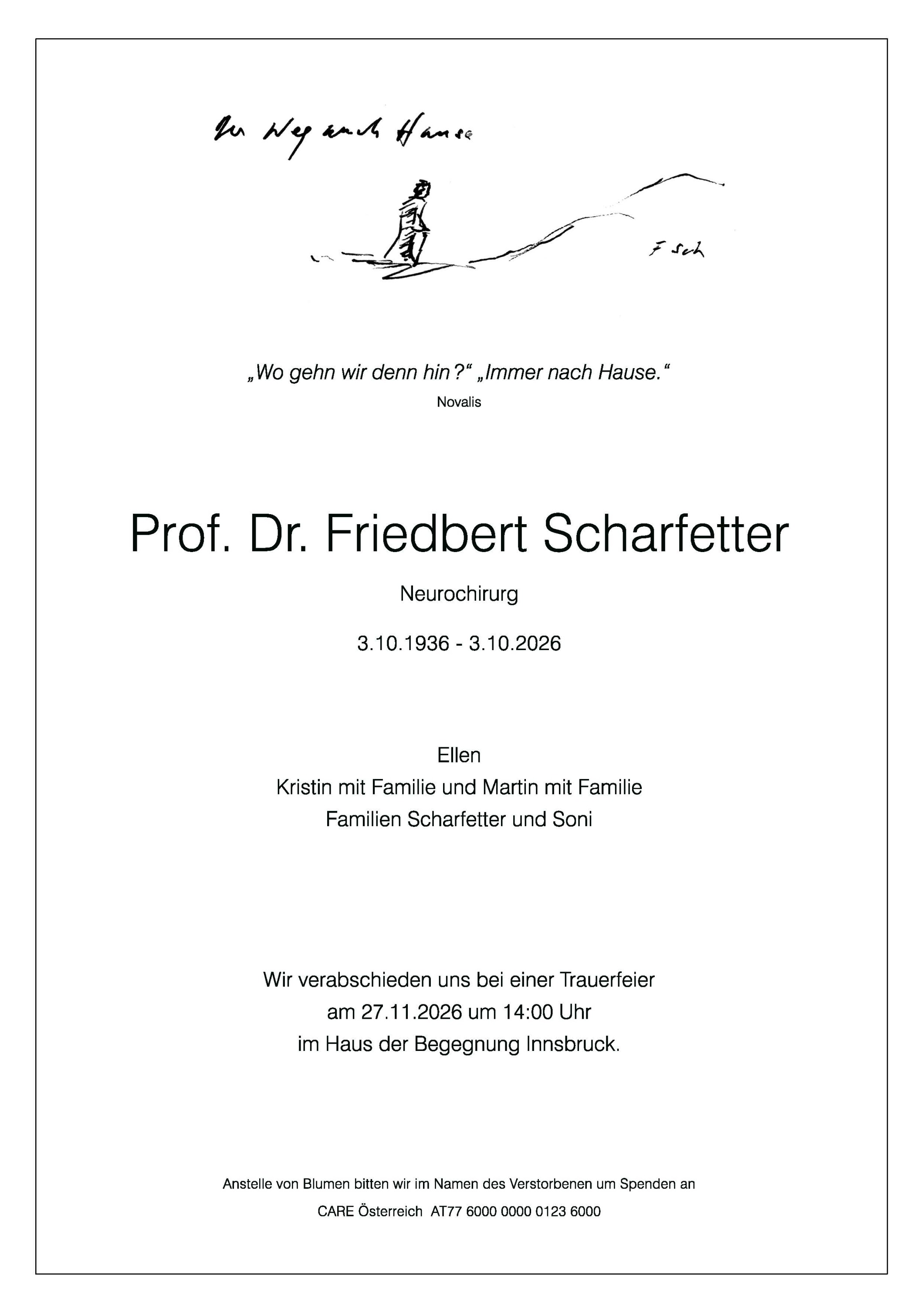 Prof. Dr. Friedbert Scharfetter